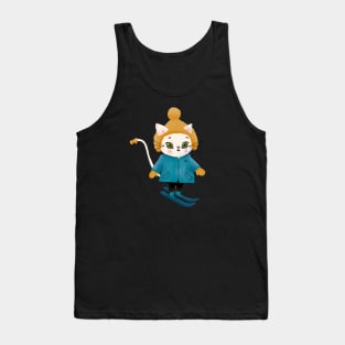 Cute Skiing Cat Tank Top